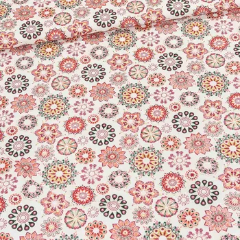 Bavlněné plátno POLO červené mandaly, š.160cm (látka v metráži)