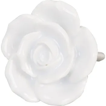 Dveřní kování Keramická úchytka Růže bílá