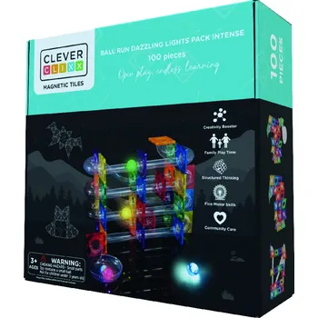 Kuličková dráha Mamido Cleverclixx magnetická stavebnice - Svítící kuličková dráha 100 ks