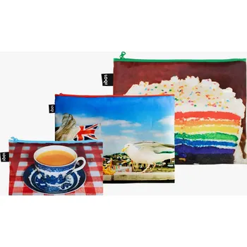 Kosmetická taška Taštičky na zip 3 ks LOQI MARTIN PARR Seagulls, Real Food and England