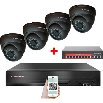 Kompletní kamerový systém IP 4 kamerový set s externím PoE XM-411B-Ext. 4MPx, CZ menu