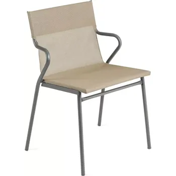 Profi venkovní židle s područkami HORIZON 12 ks šedý rám BatylineDUO hnědá Noisette