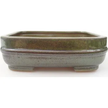Květináč Keramická bonsai miska 14 x 12,5 x 4,5 cm zelená