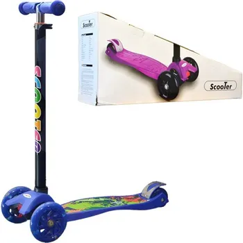 Koloběžka Dětská tříkolová koloběžka svítící - modrá