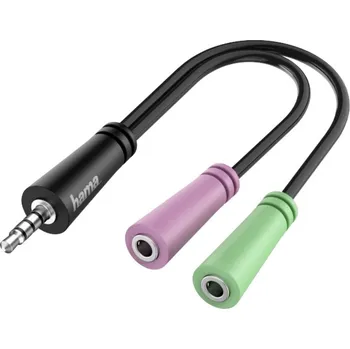 vypínač a zásuvka Hama headset redukce 2x jack 3,5 mm na jack 4pól. vidlici
