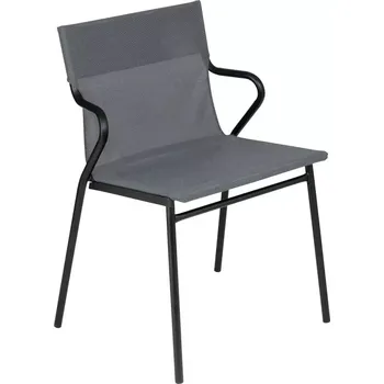 Profi venkovní židle s područkami HORIZON 12 ks černý rám BatylineDUO šedá Storm