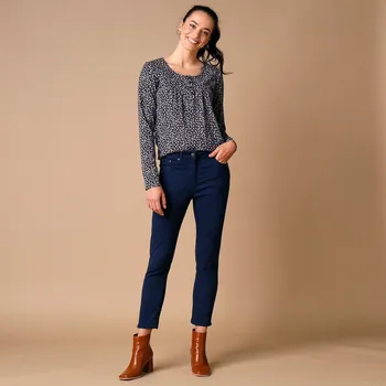 Dámské kalhoty Úzké jednobarevné 7/8 kalhoty námořnická modrá 46