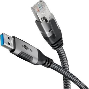 Síťový kabel GOOBAY Kabel USB 3.0 RJ45 vidlice,USB A vidlice niklovaný 3m U/FTP