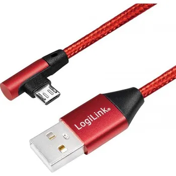 USB hub Logilink micro USB 0.3m úhlový červený