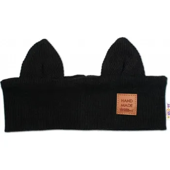 Dětská móda Čelenka Cat s oušky pro děti Hand Made - černá, Velikost koj. oblečení 68-80 (6-12m)
