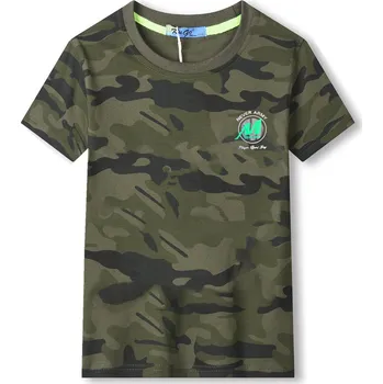 Chlapecké tričko MASKÁČOVÉ TRIČKO DĚTSKÉ TM8752 VELIKOSTI 146-176 Velikost: 146, Barva: Maskáč se zelinkavým nápisem