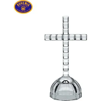 Svícen Crystal Bohemia Bohemia Crystal kříž hladký 21,5cm "na kopečku"