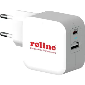 Mobilní telefon Roline USB nabíječka, 1x USB A , 1x USB-C®, 38 W, Dodávka energie, bílá