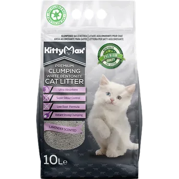 Podestýlka pro kočku KITTYMAX hrudkující, bezprašný bílý bentonit LAVENDER 10 l