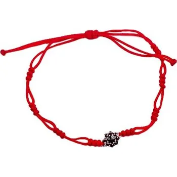 Náramek granát - náramek se šňůrkou - květina (9071)