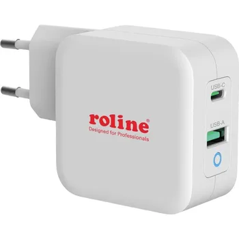 Mobilní telefon Roline USB nabíječka, 1x USB A , 1x USB-C®, 65 W, Dodávka energie, QC 3.0, bílá