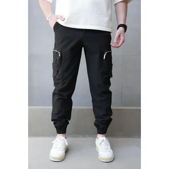 Pánské kalhoty 2Y Premium Černé cargo jogger fit kalhoty Urban Tactix Velikost: M