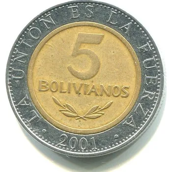 BOLÍVIE. 5 bolivianos 2001.