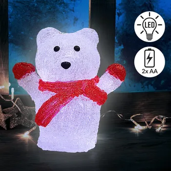 Vánoční dekorace Deuba® LED akrylová figurka vánoční lední medvěd – 18,5 cm, 16 LED