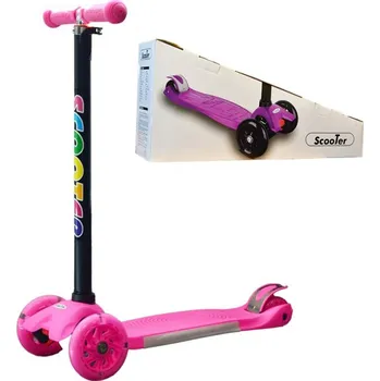 Koloběžka Dětská tříkolová koloběžka svítící - růžová