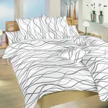 Povlečení VLNY TMAVĚ ŠEDÉ NA BÍLÉM, krep, 140x200cm + 70x90cm