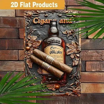 Plechová cedule BAF Kovová nástěnná cedule Doutníky + whiskey