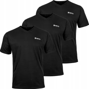 Pánské tričko Tričko Heyo černé bavlněné V-neck regular fit XL 3ks