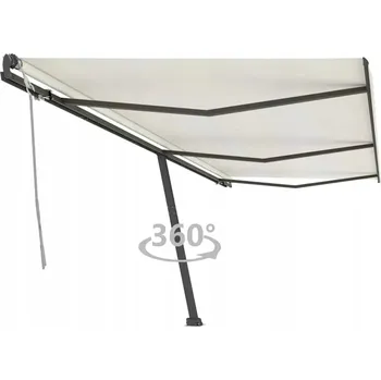 Stínicí technika VidaXL Volně stojící, ručně ovládaná markýza, 600x300 cm, krémová