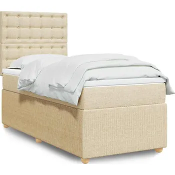 Postel vidaXL Box spring postel s matrací 90x200 cm textil [3294254] Barva: krémová
