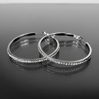 Náušnice Kruhové náušnice z chirurgické oceli vykládané zirkony č. 1060