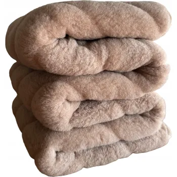 deka VLNĚNÁ DEKA CAMEL CAPPUCCINO S PRUHY 220X200 – PŘÍRODNÍ VELBLOUDÍ VLNA