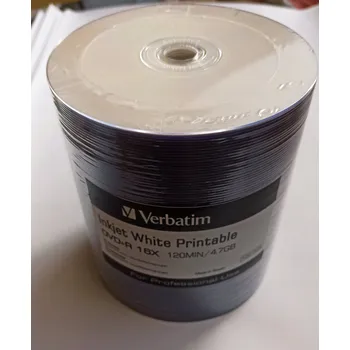 Optické médium Verbatim DVD+R tisknutelné x16 100 ks fólie role