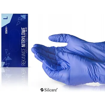 Vyšetřovací rukavice Silcare Rukavice DOMAN Plus Nitrilové Bezpudrové Diagnostické L (100 ks)