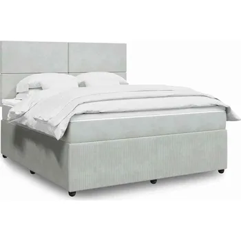 Postel vidaXL Box spring postel s matrací 180 x 200 cm samet [3294701] Barva: světle šedá