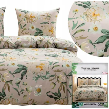 Povlečení Povlečení 160x200 3dílná sada povlečení 70x80 saténové Maria květiny