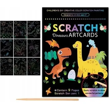 kreativní sada Škrabací obrázky omalovánky pro děti - Kreativní sada Dinosauři 9 ks
