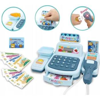 Hra na obchod Dětská pokladna s košíkem, skenerem, světlem a zvukem (W037)