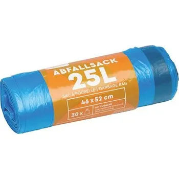 Pytle na odpadky Pacovis Pytle zatahovací na odpadky HDPE 25L modré 15my, 3 role po 30 ks