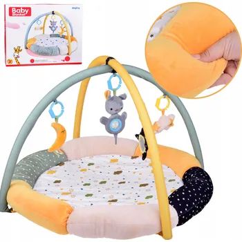 Hrací deka MĚKOUČKÁ VZDĚLÁVACÍ PODLOŽKA PRO MIMINKA S BAREVNÝMI ZÁVĚSNÝMI HRAČKAMI