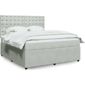 Postel vidaXL Box spring postel s matrací 180 x 200 cm samet [3294718] Barva: světle šedá