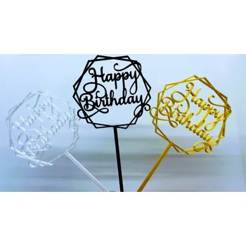 Dortová svíčka Zápich - Happy Birthday #4 (bílá, černá, zlatá...)