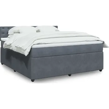 Postel vidaXL Box spring postel s matrací 180x200 cm samet [3287819] Barva: Tmavě šedá