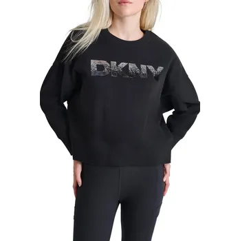 Dámská mikina MIKINA DKNY OMB SEQ LOGO P/O BLK/GUNMETAL