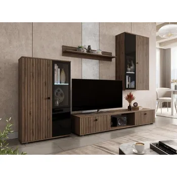 Obývací pokoj Obývací stěna Fiesta II, Barva: ořech okapi, Osvětlení: osvětlení LED - modré MIRJAN 5903211409813