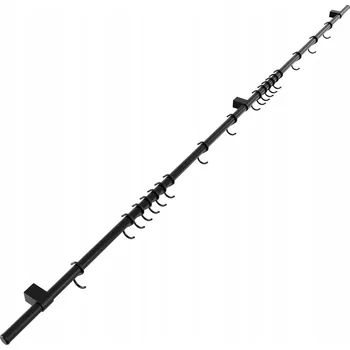 Věšák KUCHYŇSKÁ LIŠTA ZÁVĚSNÁ NA ZEĎ S HÁČKY 148 cm ČERNÁ MATNÁ TWIST