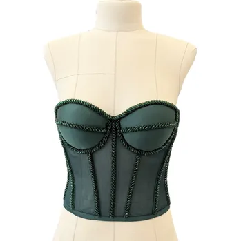Korzet Smaragdový korzet s křišťálky Velikost: M