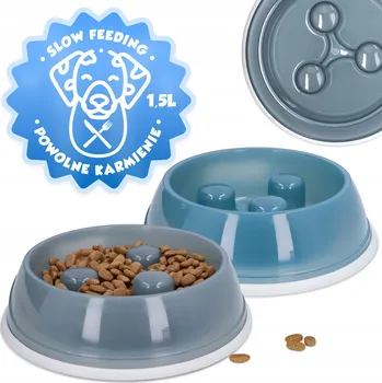 Miska pro psa Jedna miska pro pomalé krmení z plastu, bílá, 1,5 l