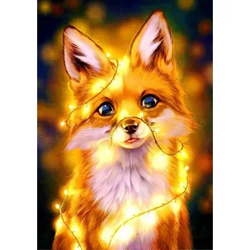 Diamantové malování DIAMANTOVÁ VÝŠIVKA Diamond Painting Mozaika Světelný Liška 30x40 Sada 5D