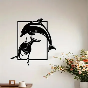 Obraz BAF Kovová nástěnná dekorace Delfíni