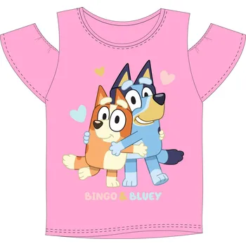 Dívčí tričko Eplusm Dívčí tričko BLUEY A BINGO v objetí krátký rukáv růžové Barva: Růžová, Velikost: 116